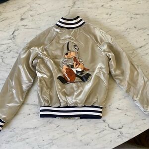 Vintage Kids 1982 NFL Huddles Raiders Silver Satin Bomber Jacket
